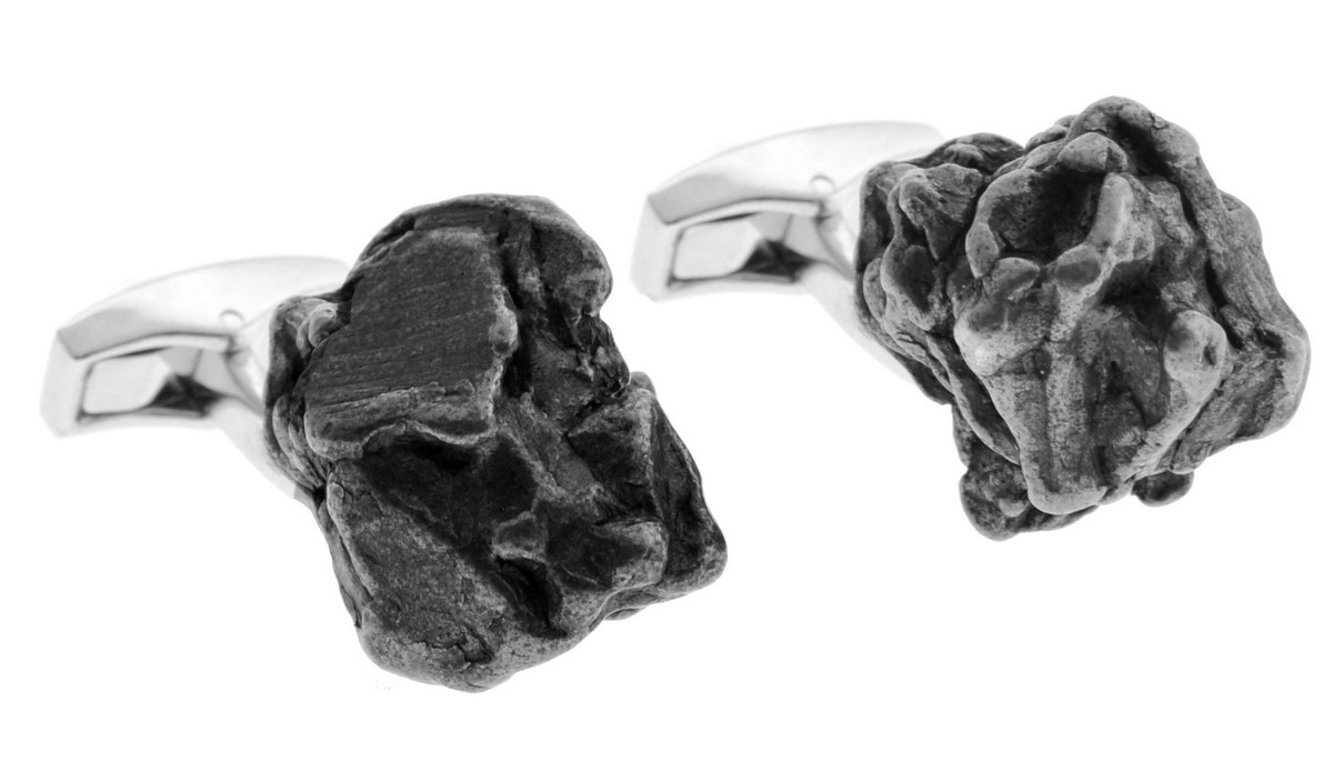 Tateossian Silver Campo Del Cielo Meteorite Limited Edition Cufflinks